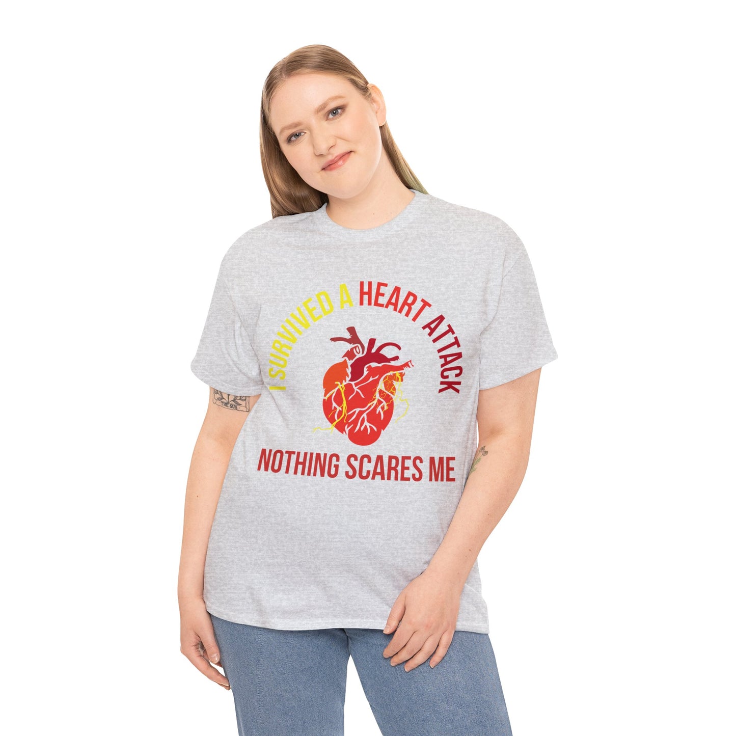 "I Survived a Heart Attack...Nothing Scares Me" 100% Cotton T-Shirt (Unisex)