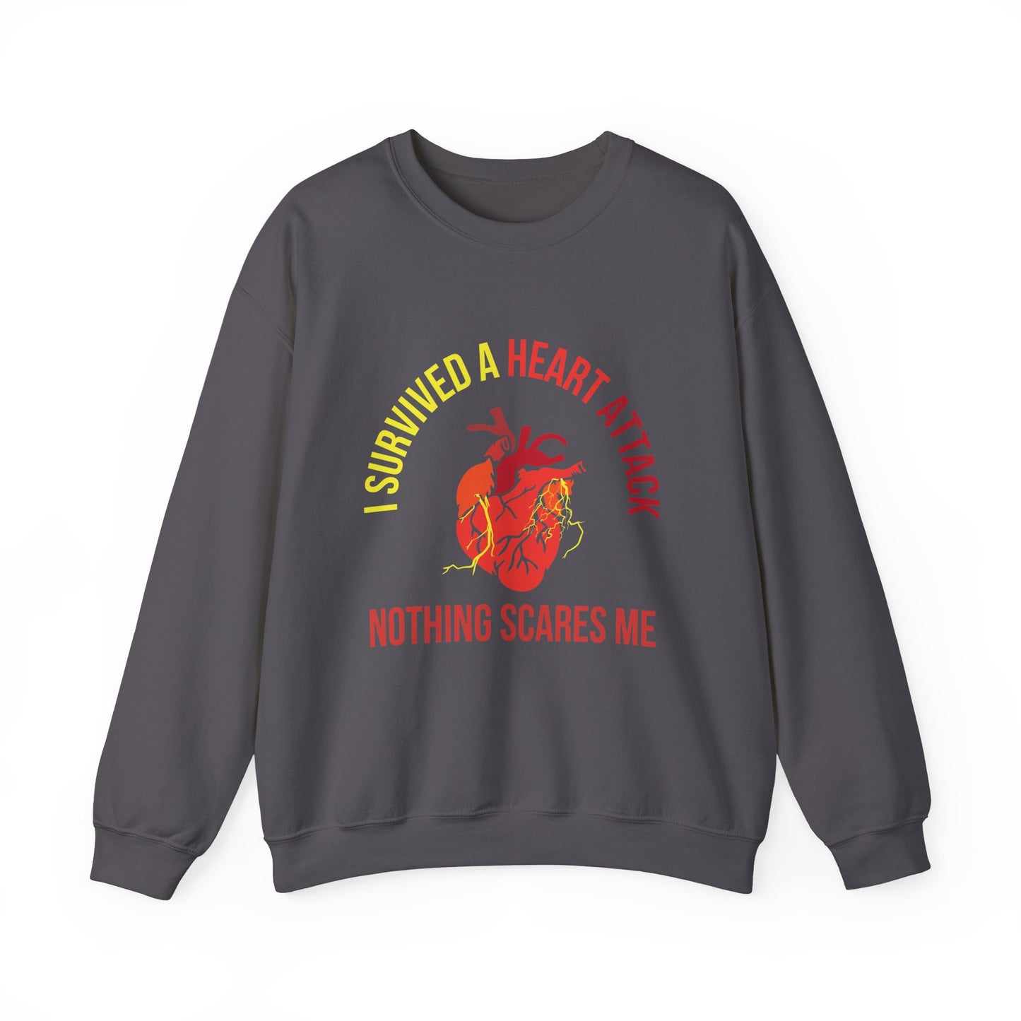 "I Survived A Heart Attack...Nothing Scares Me" Heavy Blend™ Crewneck Sweatshirt (Unisex)