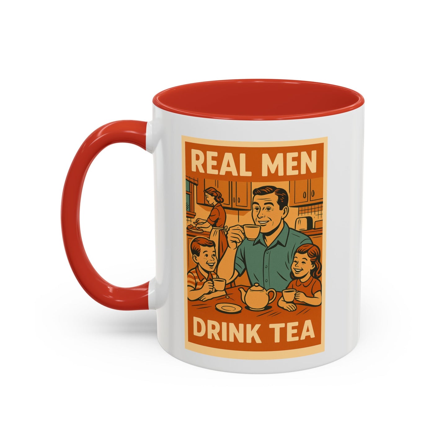 "Real Men Drink Tea" Cartoon Accent Coffee Mug, 11oz and 15 Oz