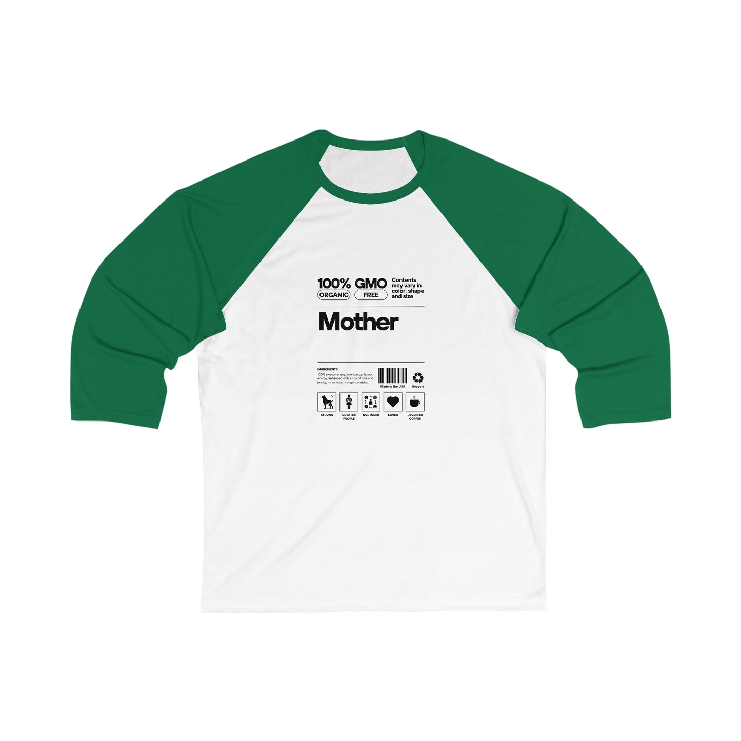 Mother "List Of Ingredients 3\4 Sleeve Baseball Tee