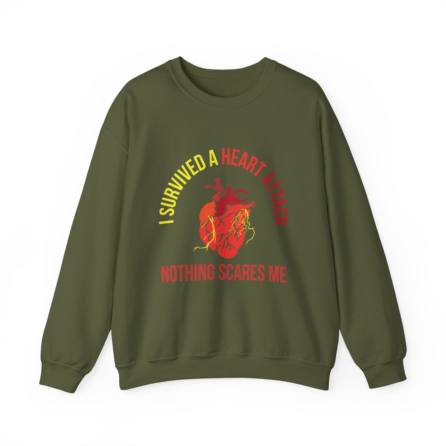 "I Survived A Heart Attack...Nothing Scares Me" Heavy Blend™ Crewneck Sweatshirt (Unisex)