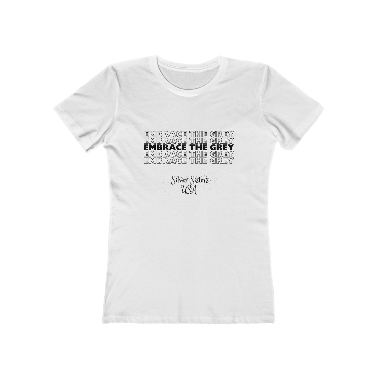 "Embrace The Grey...USA" 100% Cotton Women's Boyfriend T-Shirt