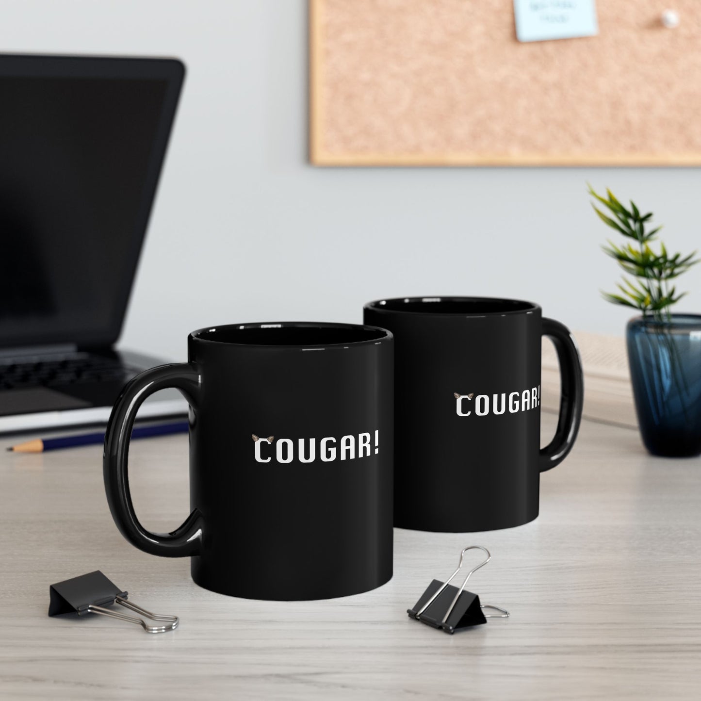 "Cougar" Black Coffee Mug, 11 0z and 15 Oz