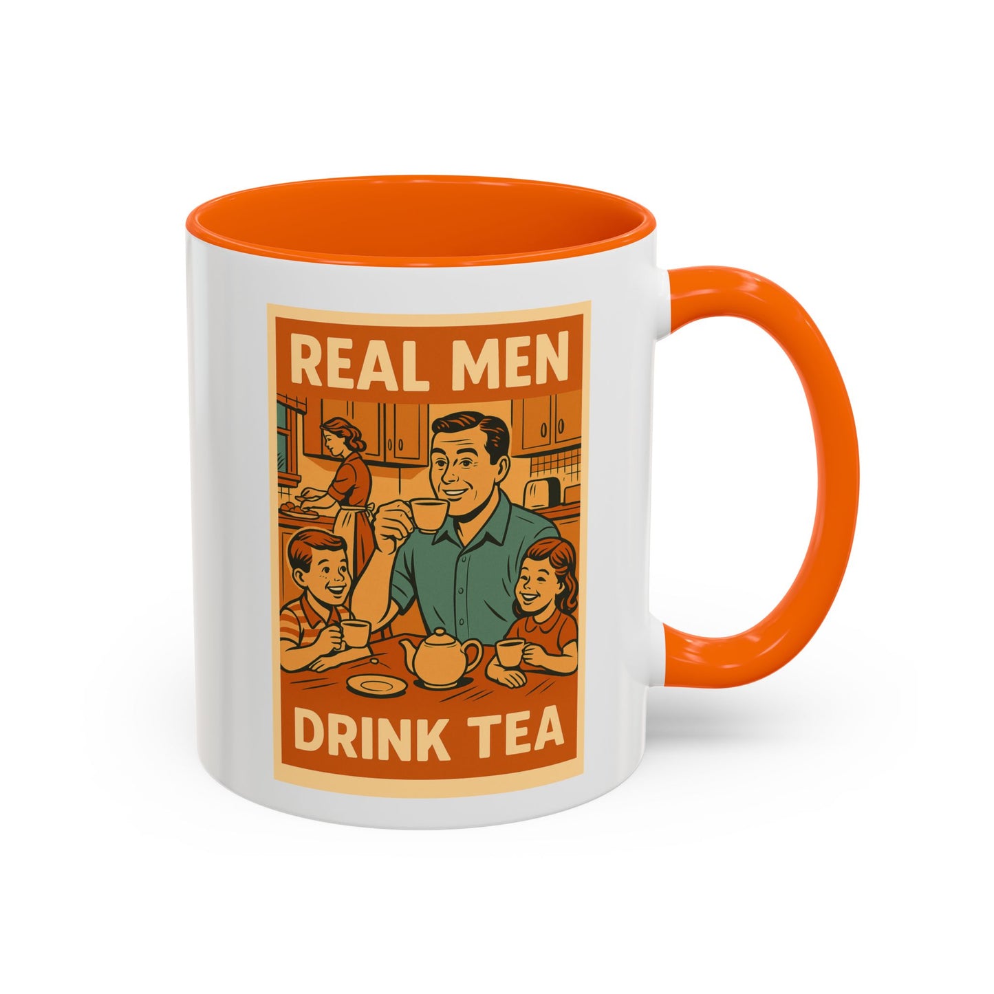 "Real Men Drink Tea" Cartoon Accent Coffee Mug, 11oz and 15 Oz