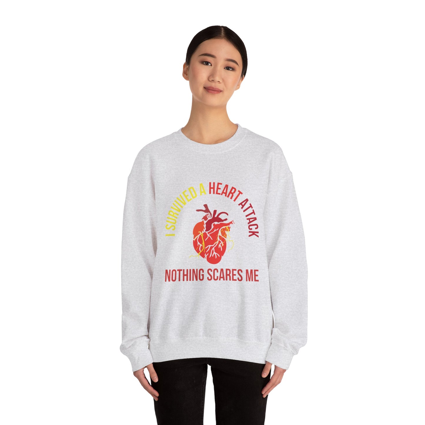 "I Survived A Heart Attack...Nothing Scares Me" Heavy Blend™ Crewneck Sweatshirt (Unisex)