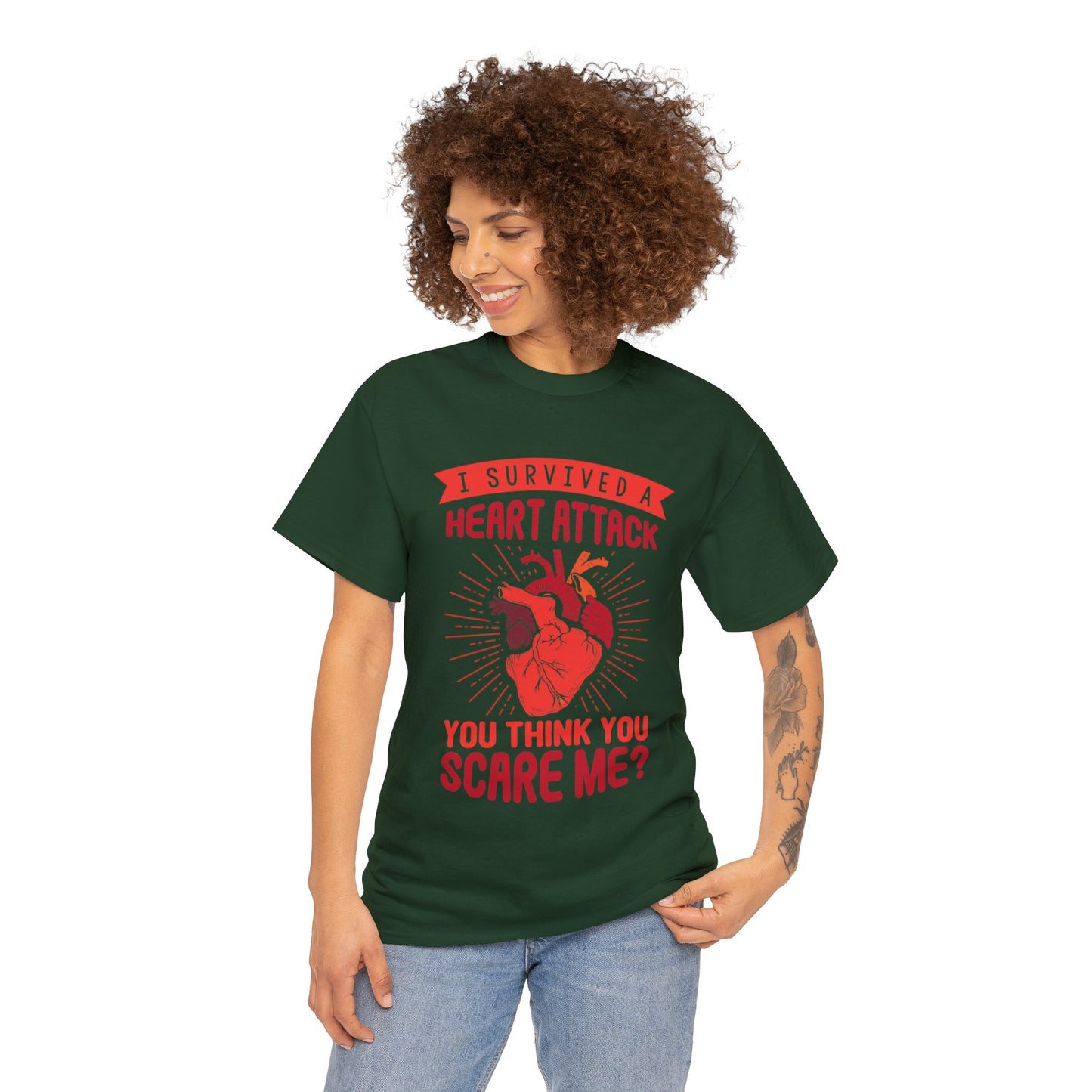 "I Survived a Heart Attack... You Think You Scare Me?" 100% Cotton T-Shirt (Unisex)