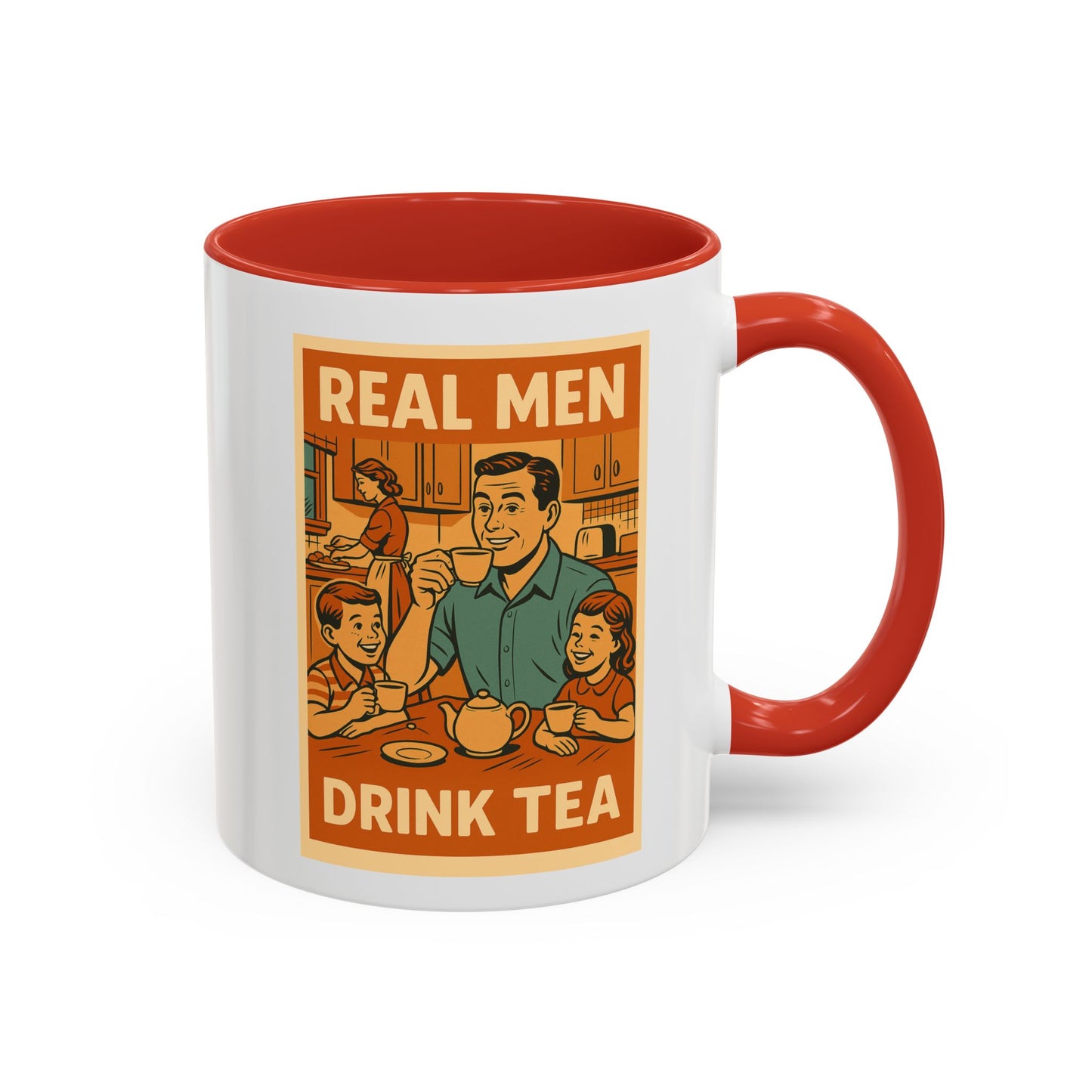 "Real Men Drink Tea" Cartoon Accent Coffee Mug, 11oz and 15 Oz