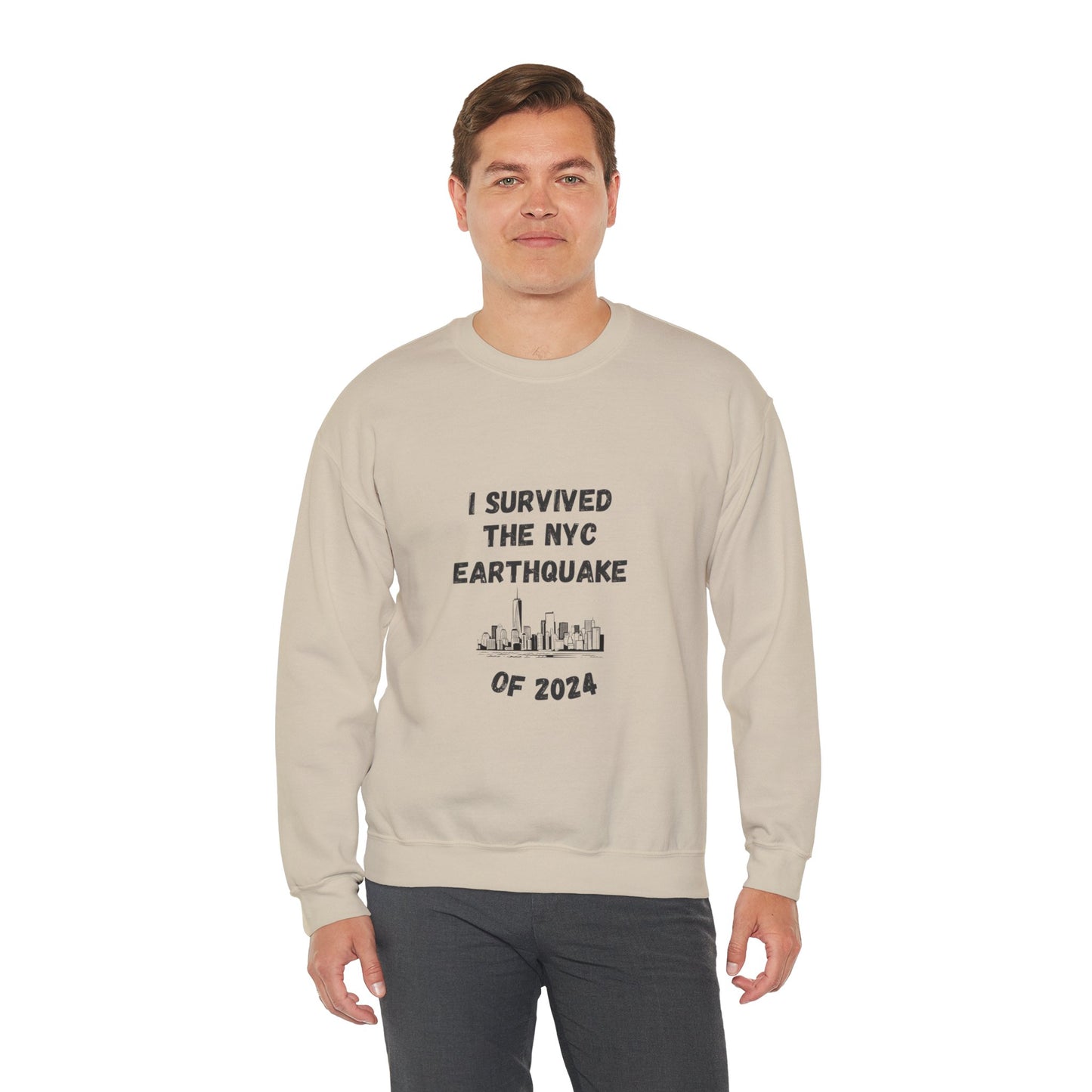 " I Survived The NYC Earthquake" Heavy Blend™ Crewneck Sweatshirt (Unisex)