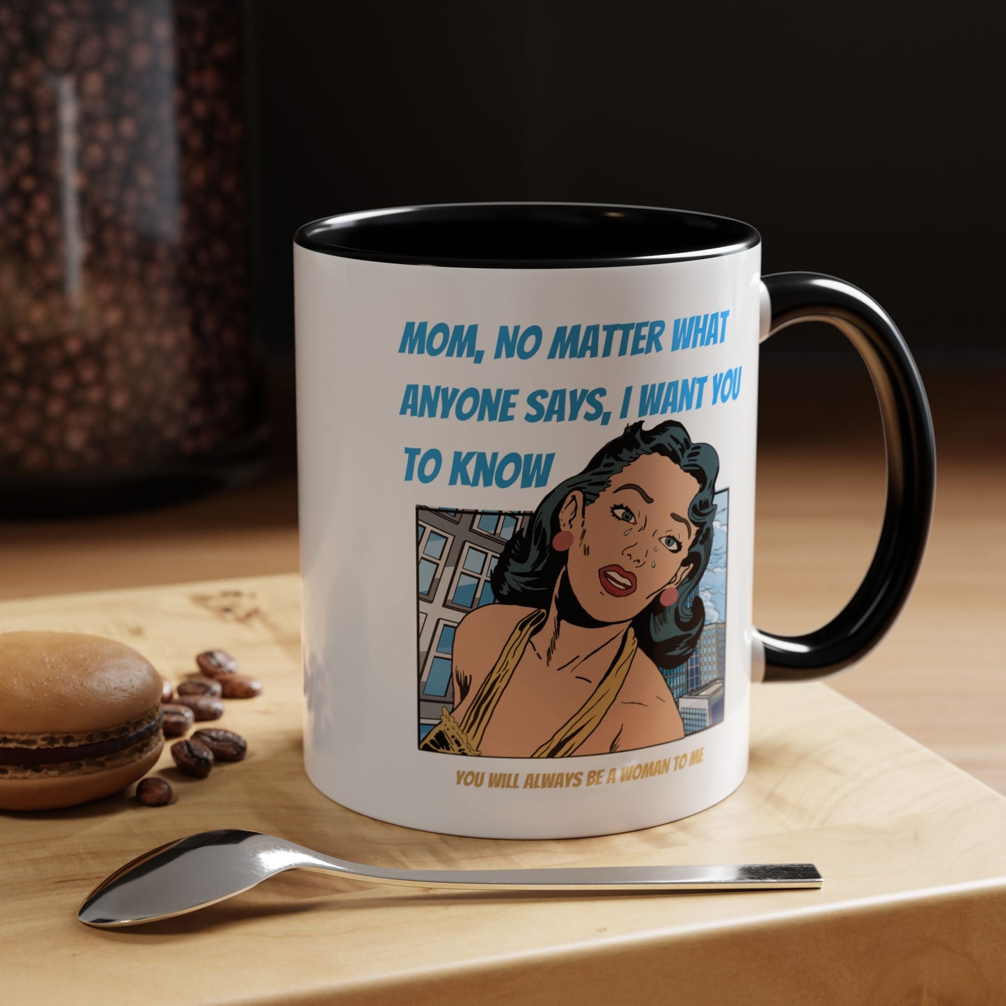 "Mom" Cartoon Accent Coffee Mug, 11 Oz and 15 Oz