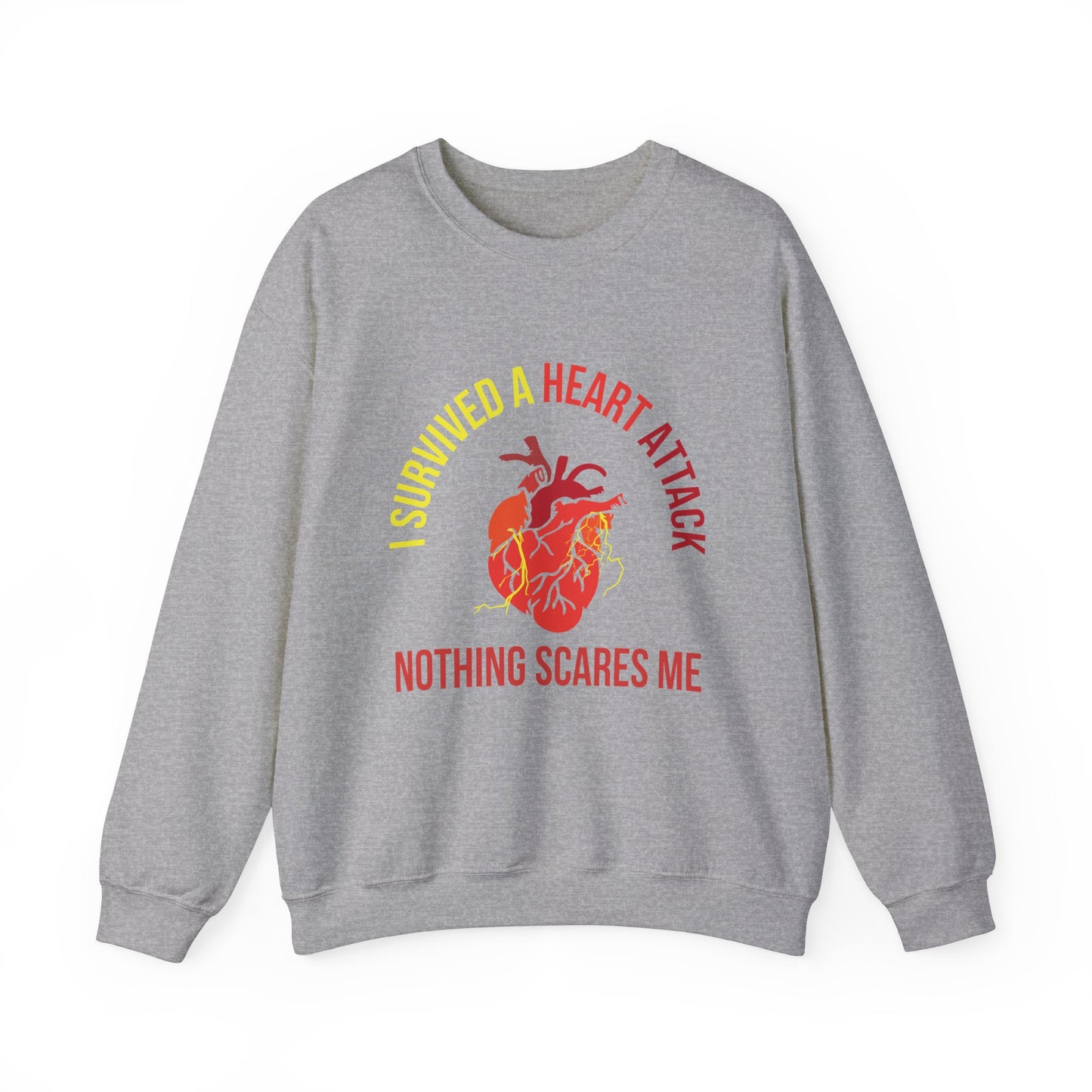"I Survived A Heart Attack...Nothing Scares Me" Heavy Blend™ Crewneck Sweatshirt (Unisex)