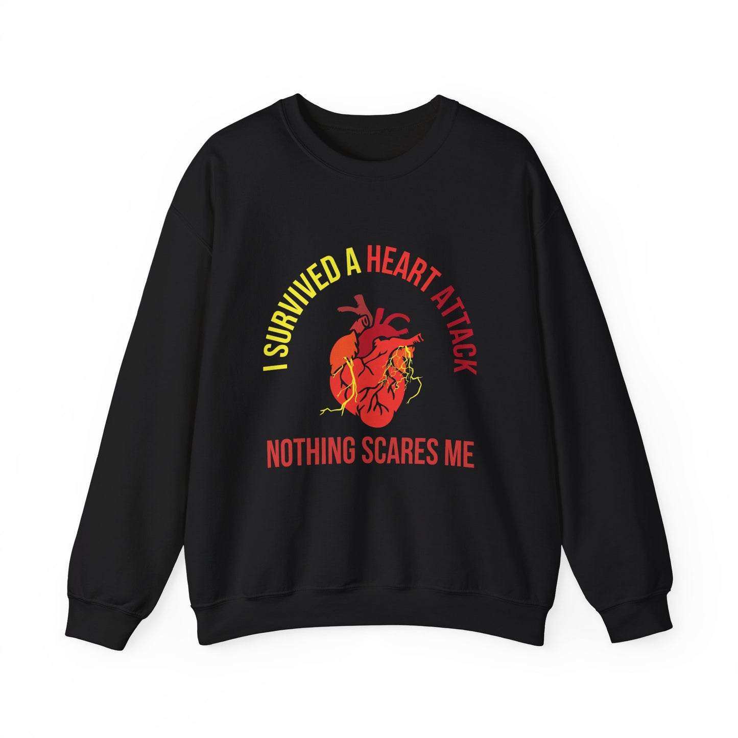 "I Survived A Heart Attack...Nothing Scares Me" Heavy Blend™ Crewneck Sweatshirt (Unisex)