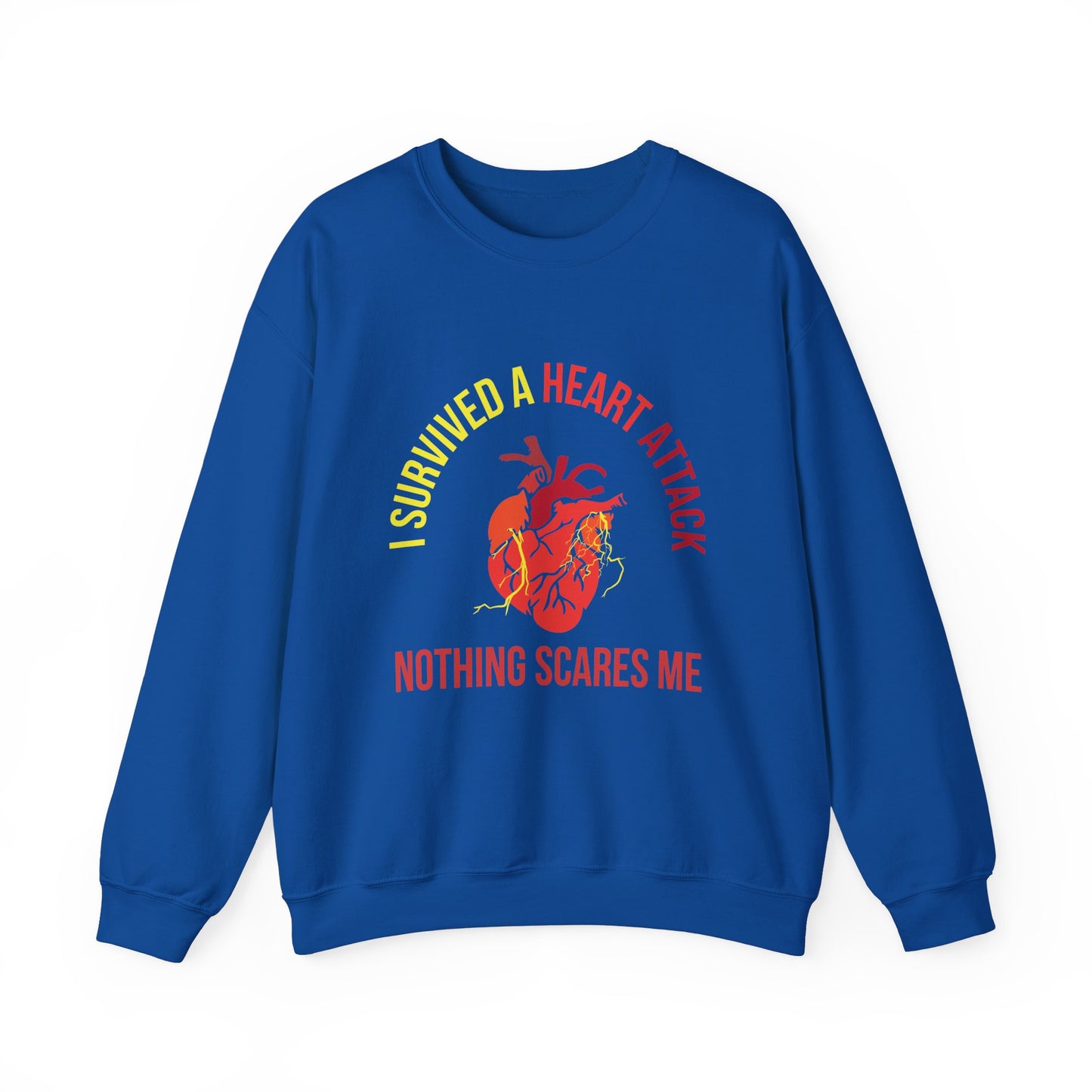 "I Survived A Heart Attack...Nothing Scares Me" Heavy Blend™ Crewneck Sweatshirt (Unisex)