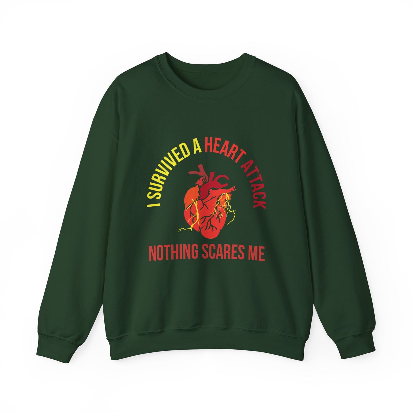 "I Survived A Heart Attack...Nothing Scares Me" Heavy Blend™ Crewneck Sweatshirt (Unisex)