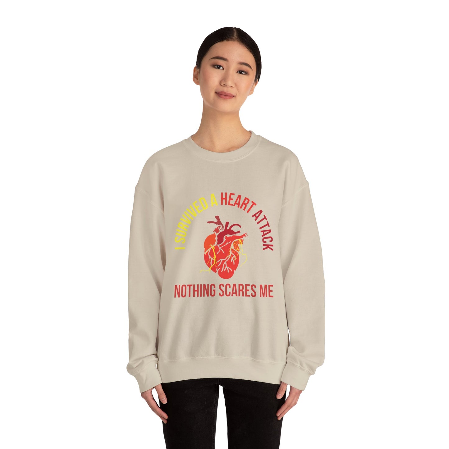 "I Survived A Heart Attack...Nothing Scares Me" Heavy Blend™ Crewneck Sweatshirt (Unisex)