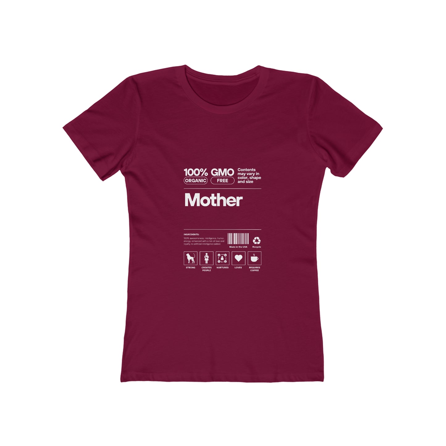 Mother "List Of Ingredients" 100% Cotton Women's Boyfriend T-Shirt