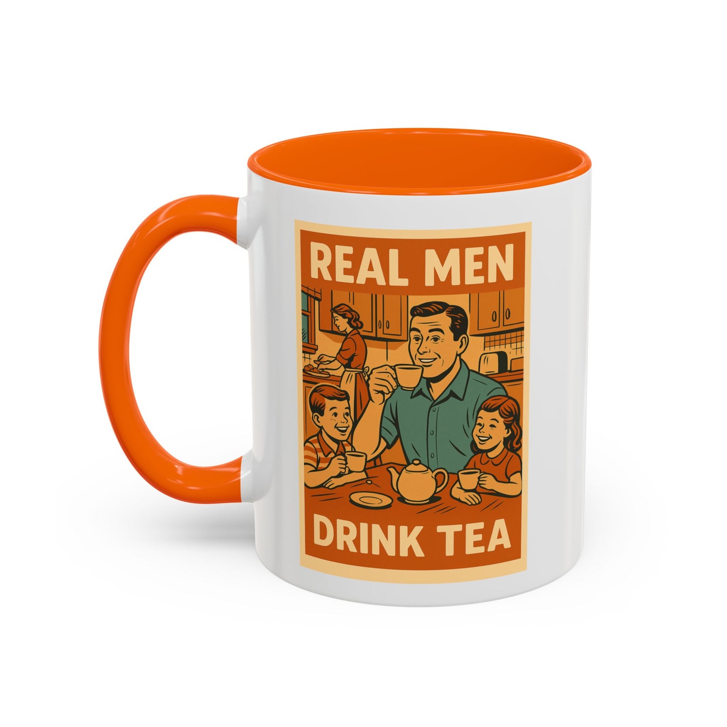 "Real Men Drink Tea" Cartoon Accent Coffee Mug, 11oz and 15 Oz