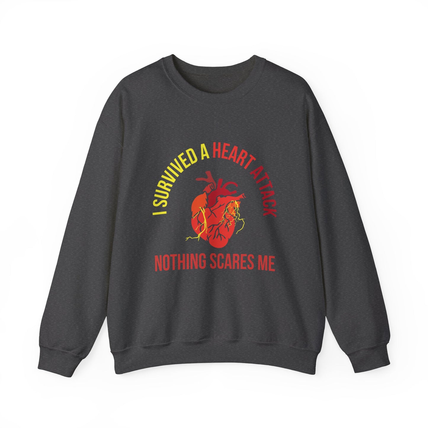 "I Survived A Heart Attack...Nothing Scares Me" Heavy Blend™ Crewneck Sweatshirt (Unisex)