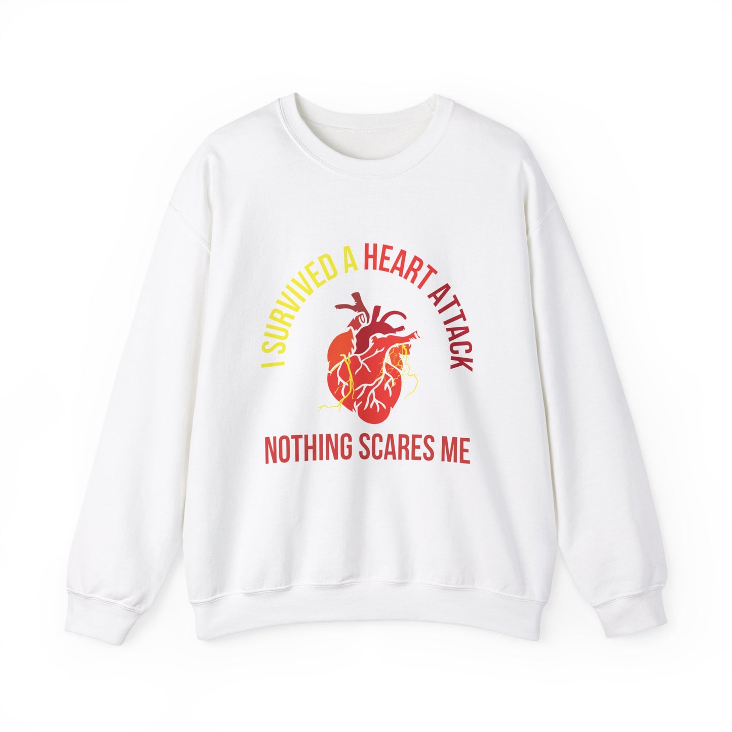 "I Survived A Heart Attack...Nothing Scares Me" Heavy Blend™ Crewneck Sweatshirt (Unisex)
