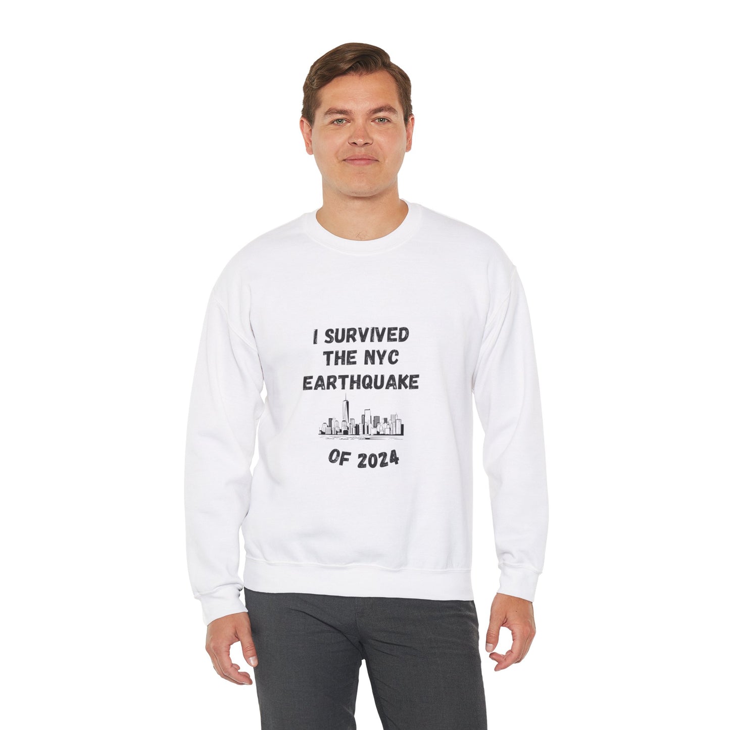 " I Survived The NYC Earthquake" Heavy Blend™ Crewneck Sweatshirt (Unisex)