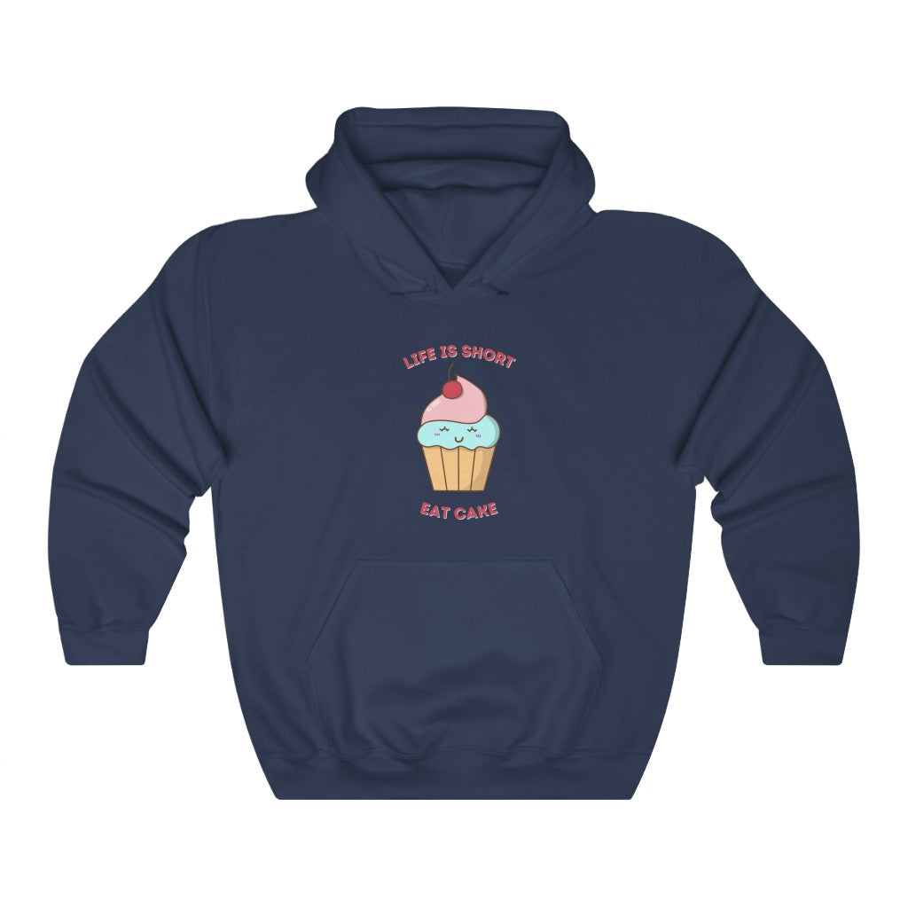 "Life Is Short. Eat Cake" Heavy Blend™ Hoodie Sweatshirt (Unisex)