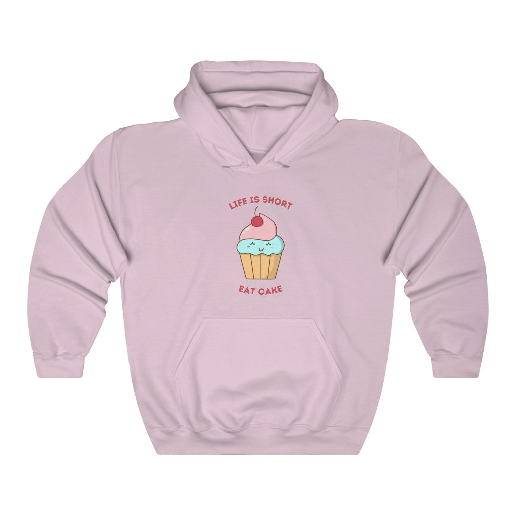 "Life Is Short. Eat Cake" Heavy Blend™ Hoodie Sweatshirt (Unisex)