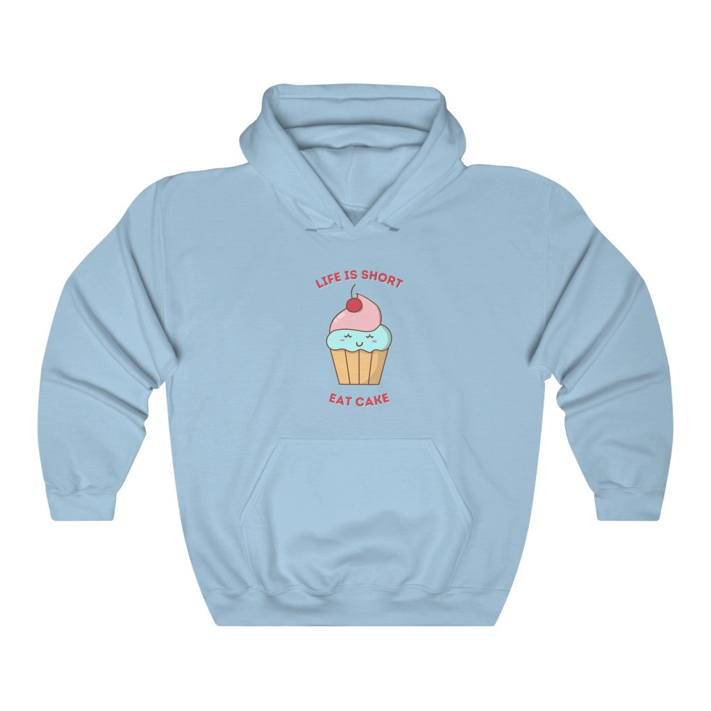 "Life Is Short. Eat Cake" Heavy Blend™ Hoodie Sweatshirt (Unisex)