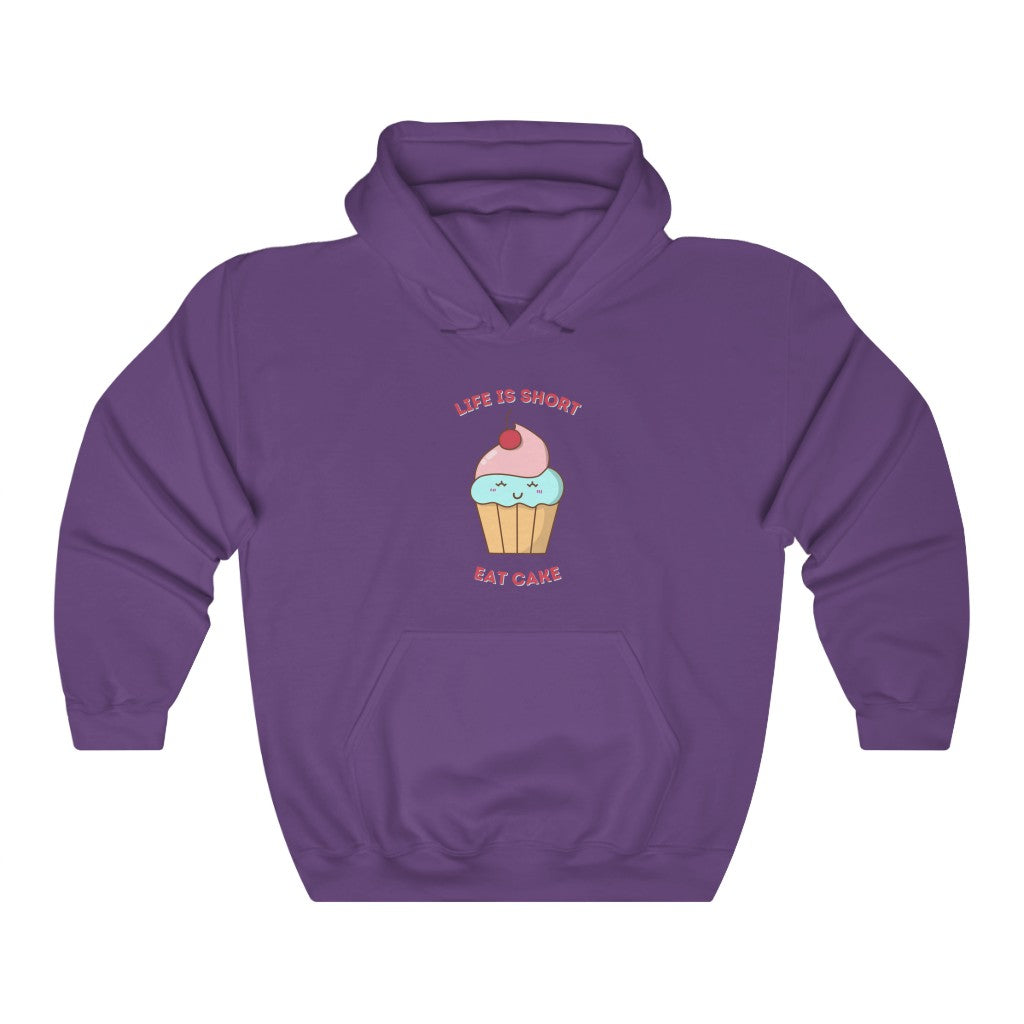 "Life Is Short. Eat Cake" Heavy Blend™ Hoodie Sweatshirt (Unisex)