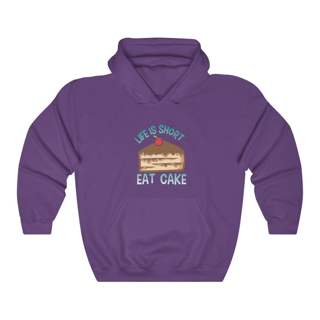 "Life Is Short. Eat Cake" Heavy Blend™ Hoodie Sweatshirt (Unisex)