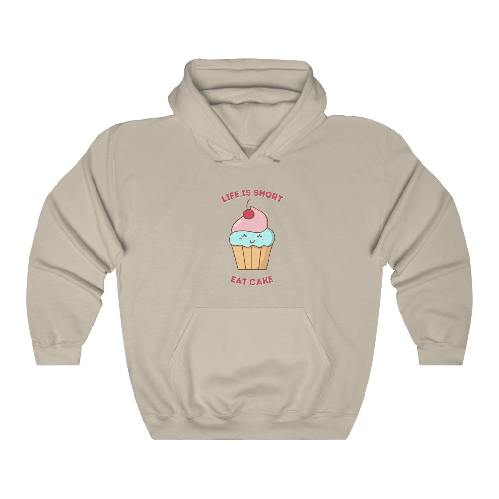 "Life Is Short. Eat Cake" Heavy Blend™ Hoodie Sweatshirt (Unisex)