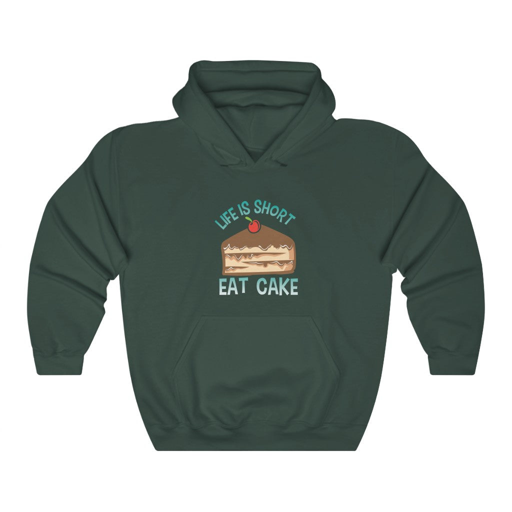 "Life Is Short. Eat Cake" Heavy Blend™ Hoodie Sweatshirt (Unisex)