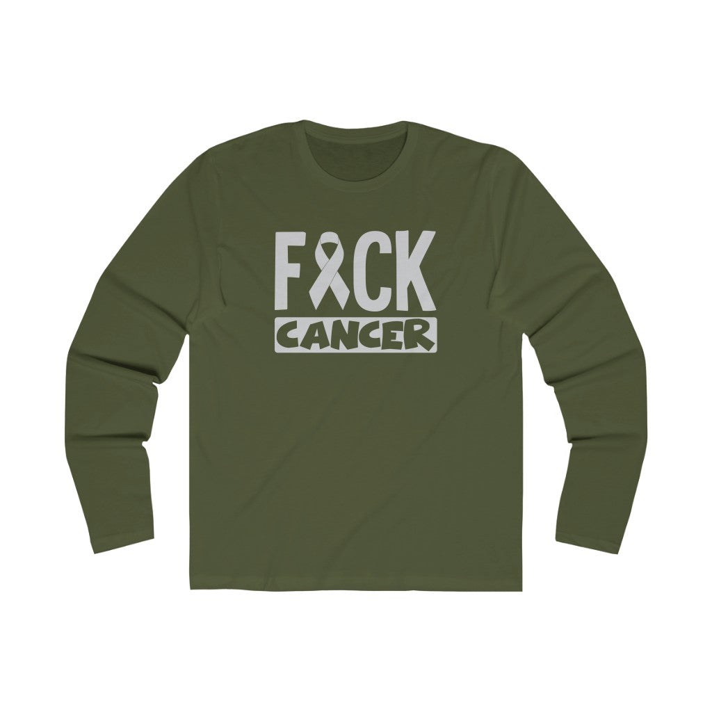 "Fuck Cancer" 100% Cotton Men's Long Sleeve Crew Neck T-Shirt