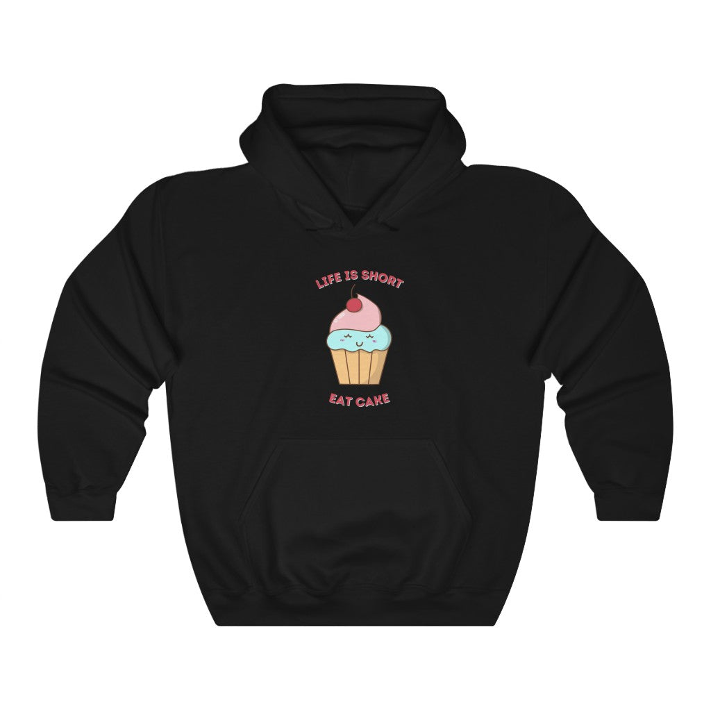 "Life Is Short. Eat Cake" Heavy Blend™ Hoodie Sweatshirt (Unisex)
