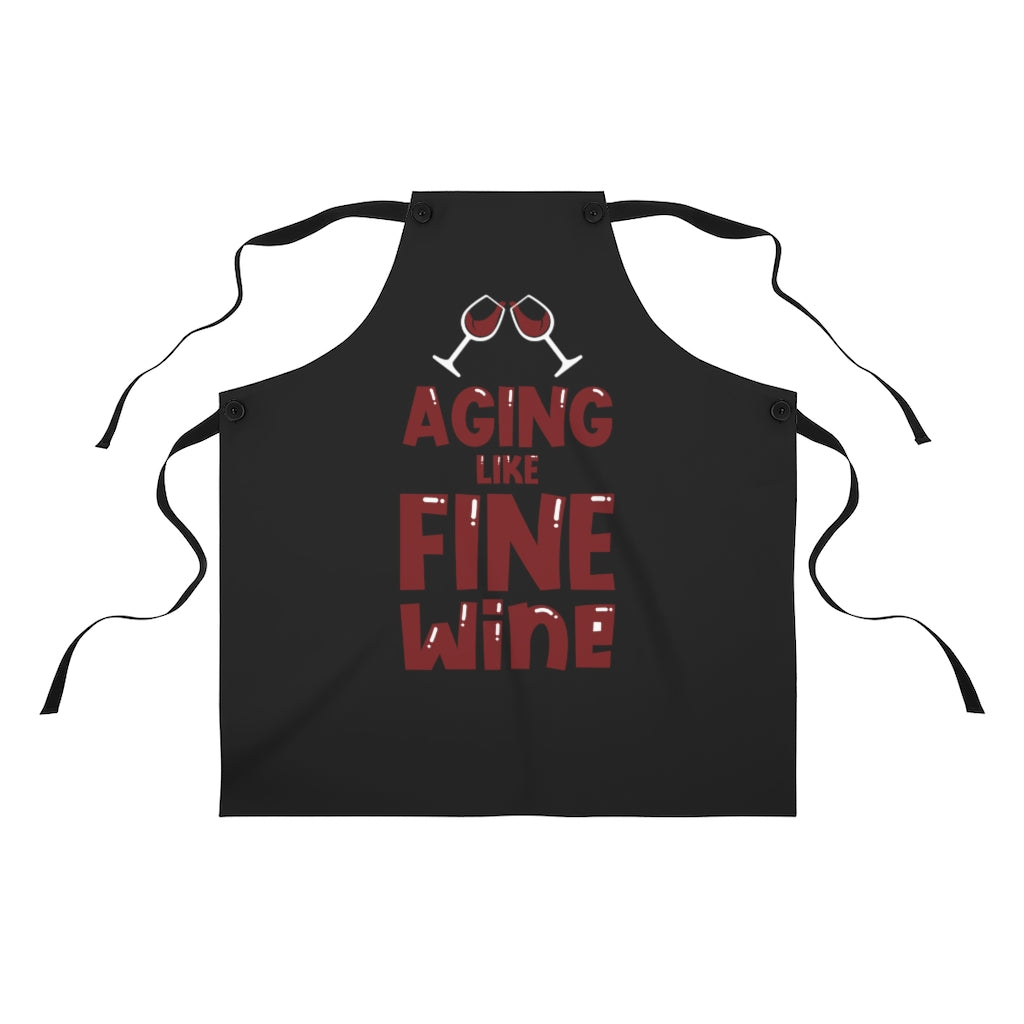 Black "Aging Like Fine Wine" Apron (Unisex)