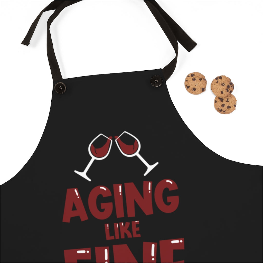 Black "Aging Like Fine Wine" Apron (Unisex)
