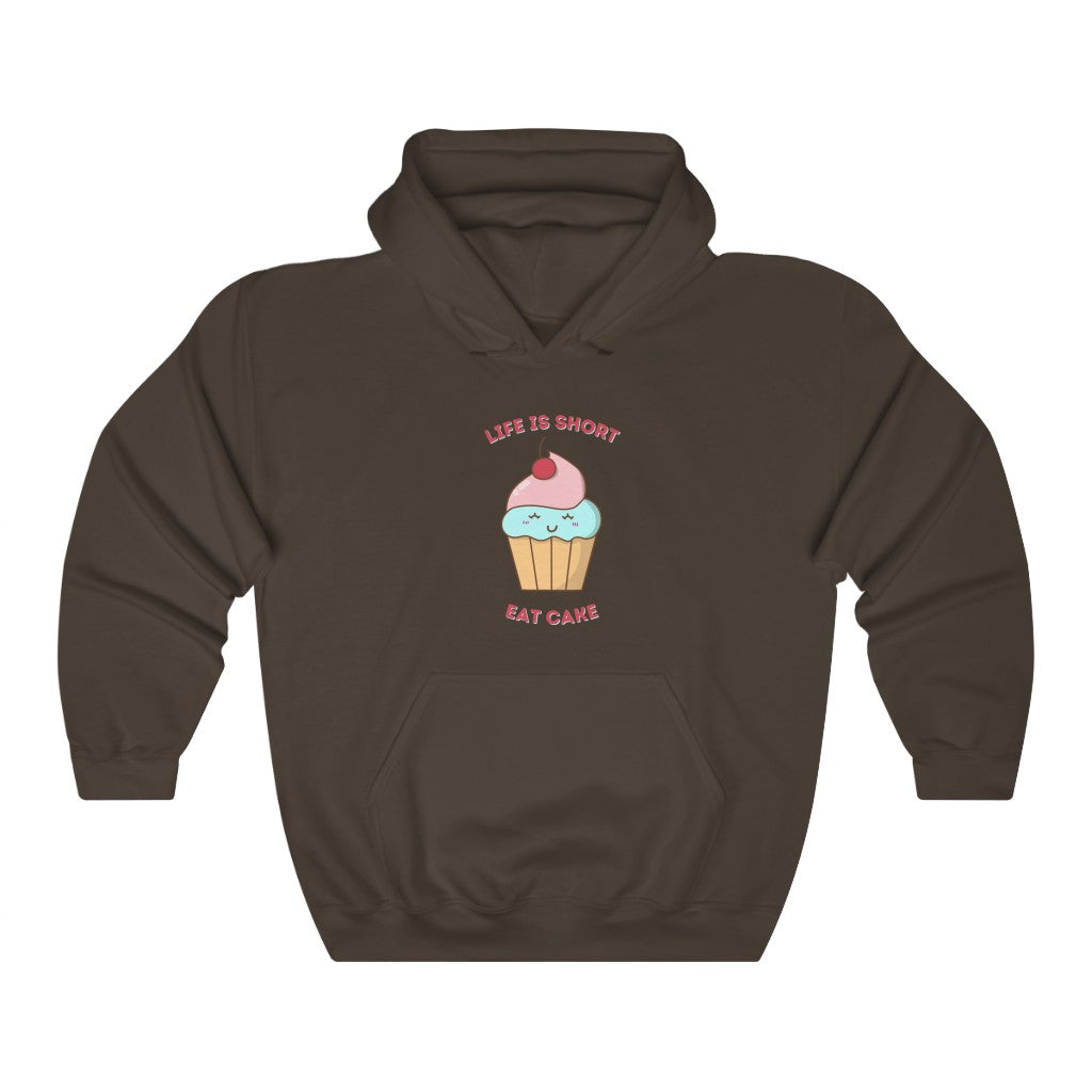 "Life Is Short. Eat Cake" Heavy Blend™ Hoodie Sweatshirt (Unisex)