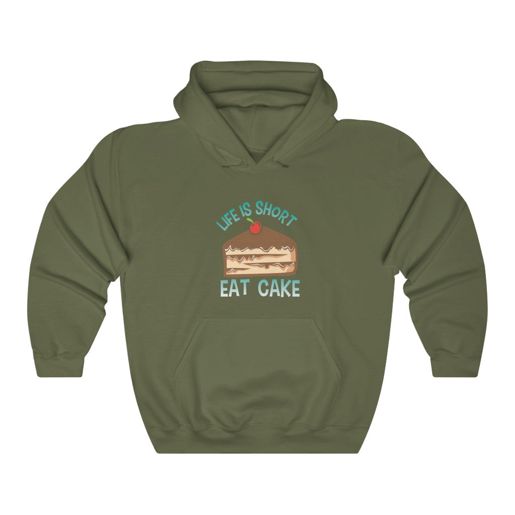 "Life Is Short. Eat Cake" Heavy Blend™ Hoodie Sweatshirt (Unisex)