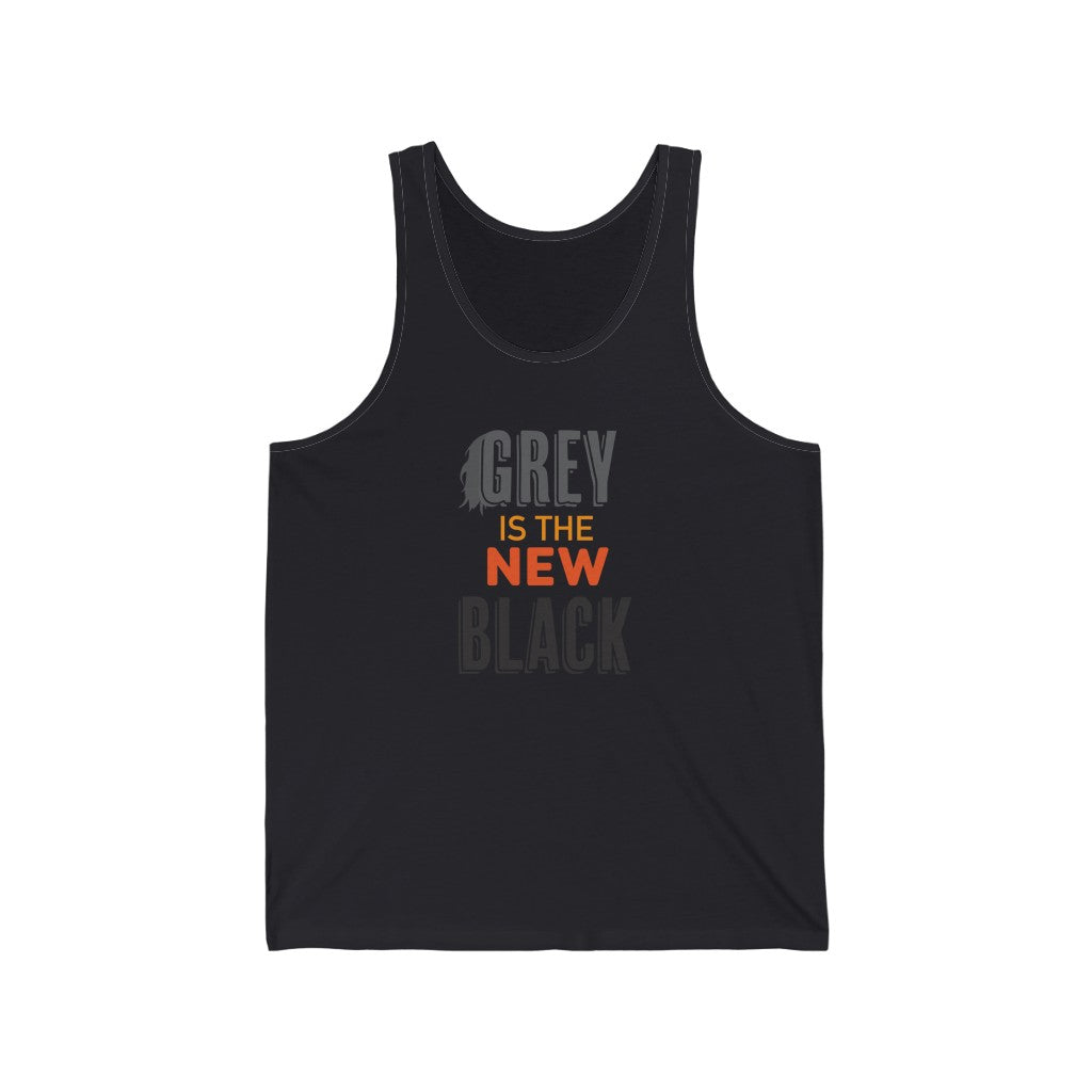 "Grey is The New Black" 100% Cotton Adult Jersey Tank Top (Unisex)
