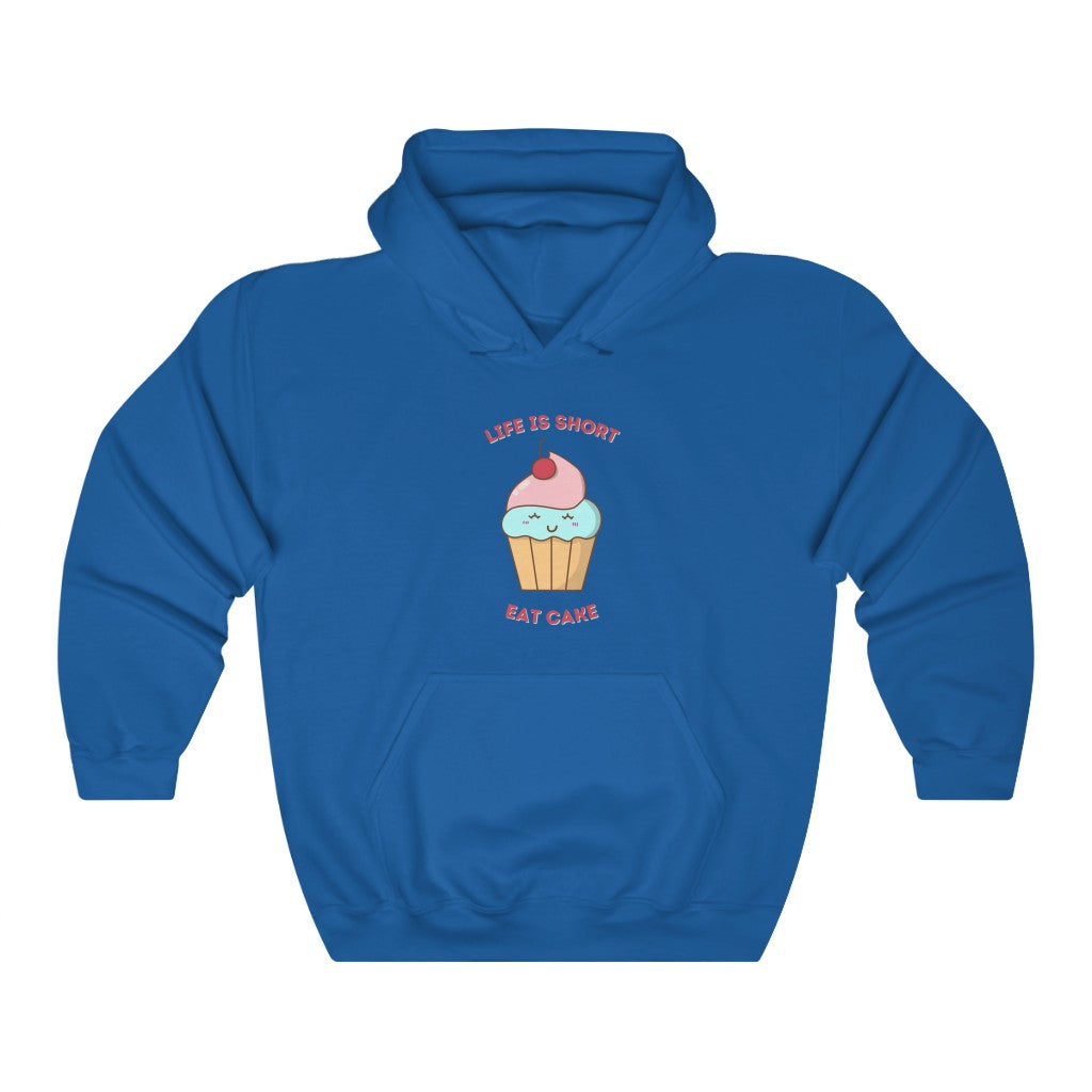 "Life Is Short. Eat Cake" Heavy Blend™ Hoodie Sweatshirt (Unisex)