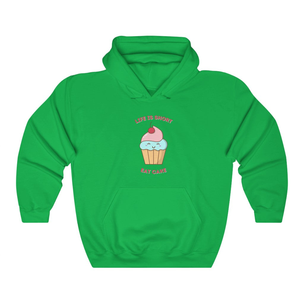 "Life Is Short. Eat Cake" Heavy Blend™ Hoodie Sweatshirt (Unisex)