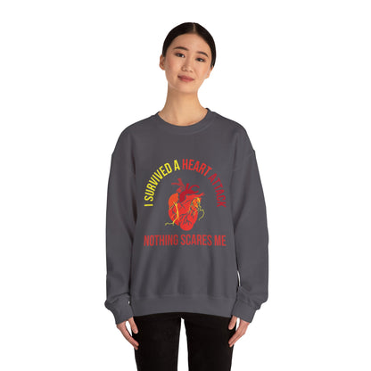 "I Survived A Heart Attack...Nothing Scares Me" Heavy Blend™ Crewneck Sweatshirt (Unisex)