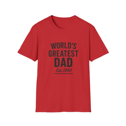 Vintage World's Greatest Dad Est 1990 Softstyle T-Shirt