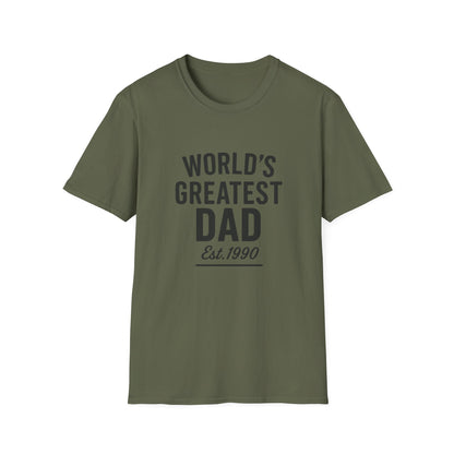 Vintage World's Greatest Dad Est 1990 Softstyle T-Shirt