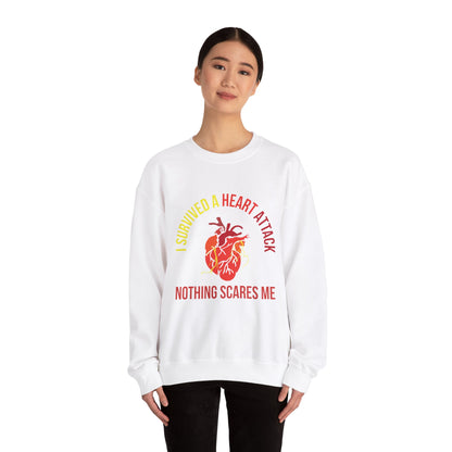 "I Survived A Heart Attack...Nothing Scares Me" Heavy Blend™ Crewneck Sweatshirt (Unisex)