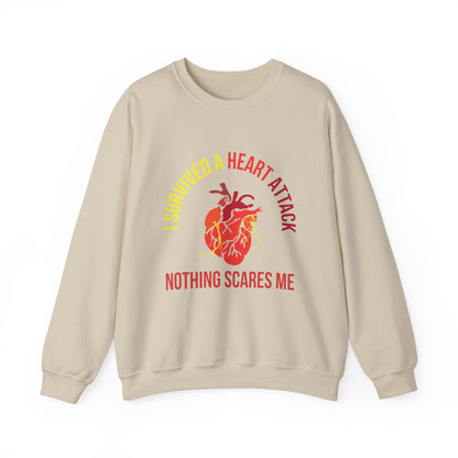"I Survived A Heart Attack...Nothing Scares Me" Heavy Blend™ Crewneck Sweatshirt (Unisex)