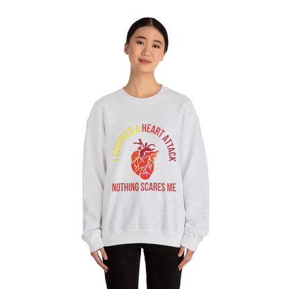 "I Survived A Heart Attack...Nothing Scares Me" Heavy Blend™ Crewneck Sweatshirt (Unisex)