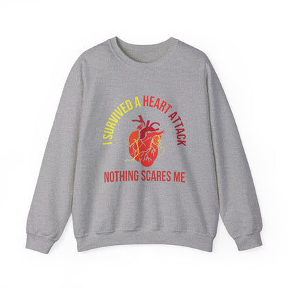 "I Survived A Heart Attack...Nothing Scares Me" Heavy Blend™ Crewneck Sweatshirt (Unisex)