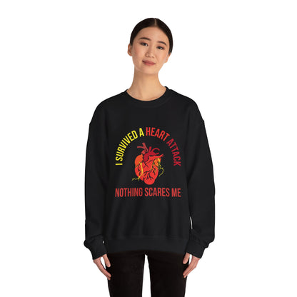 "I Survived A Heart Attack...Nothing Scares Me" Heavy Blend™ Crewneck Sweatshirt (Unisex)