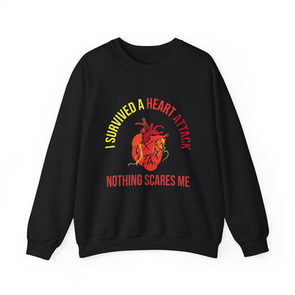 "I Survived A Heart Attack...Nothing Scares Me" Heavy Blend™ Crewneck Sweatshirt (Unisex)