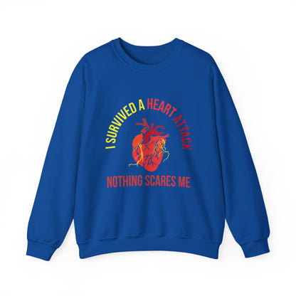 "I Survived A Heart Attack...Nothing Scares Me" Heavy Blend™ Crewneck Sweatshirt (Unisex)