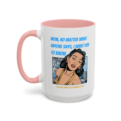 "Mom" Cartoon Accent Coffee Mug, 11 Oz and 15 Oz